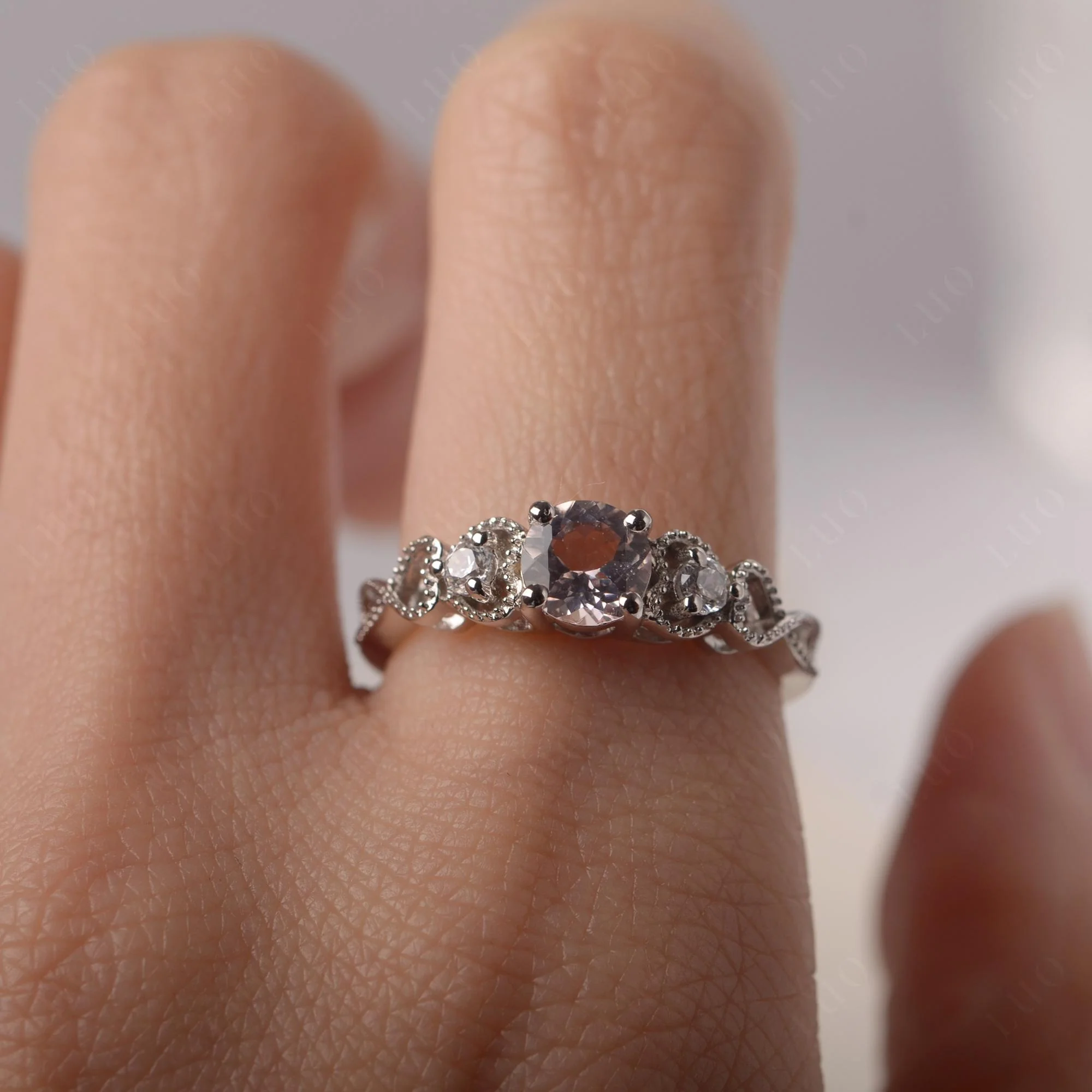 Morganite Vintage Style Engagement Ring - Image 14