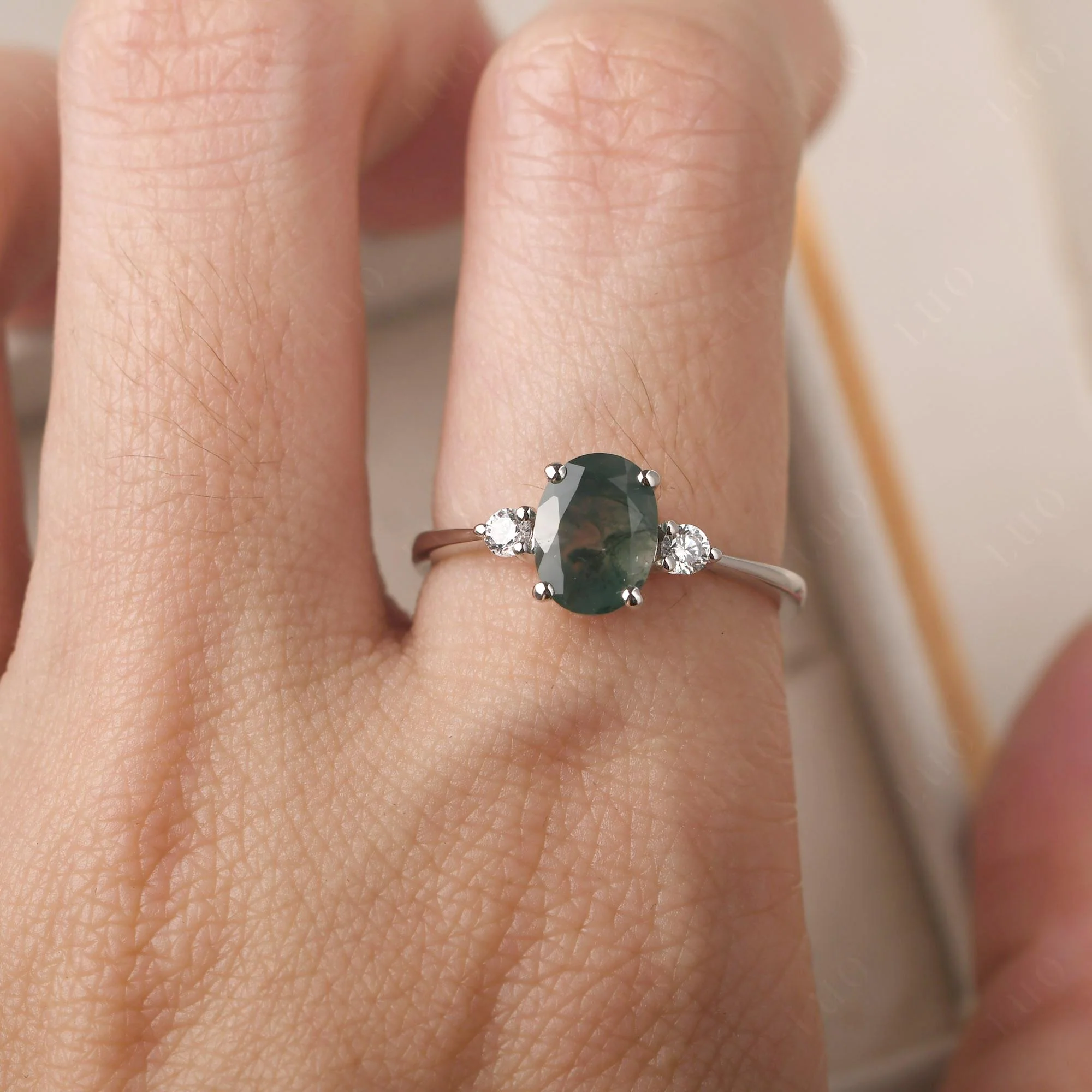 Trilogy Oval Moss Agate Ring - Image 33