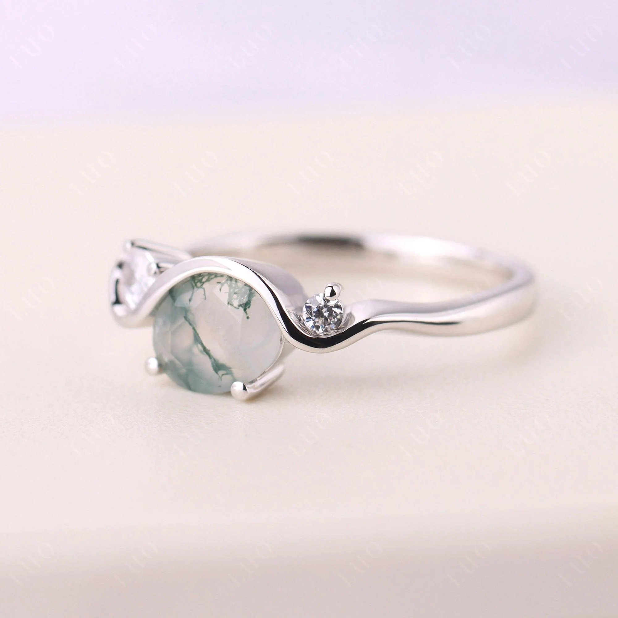 Moss Agate Wave Ring - Image 11