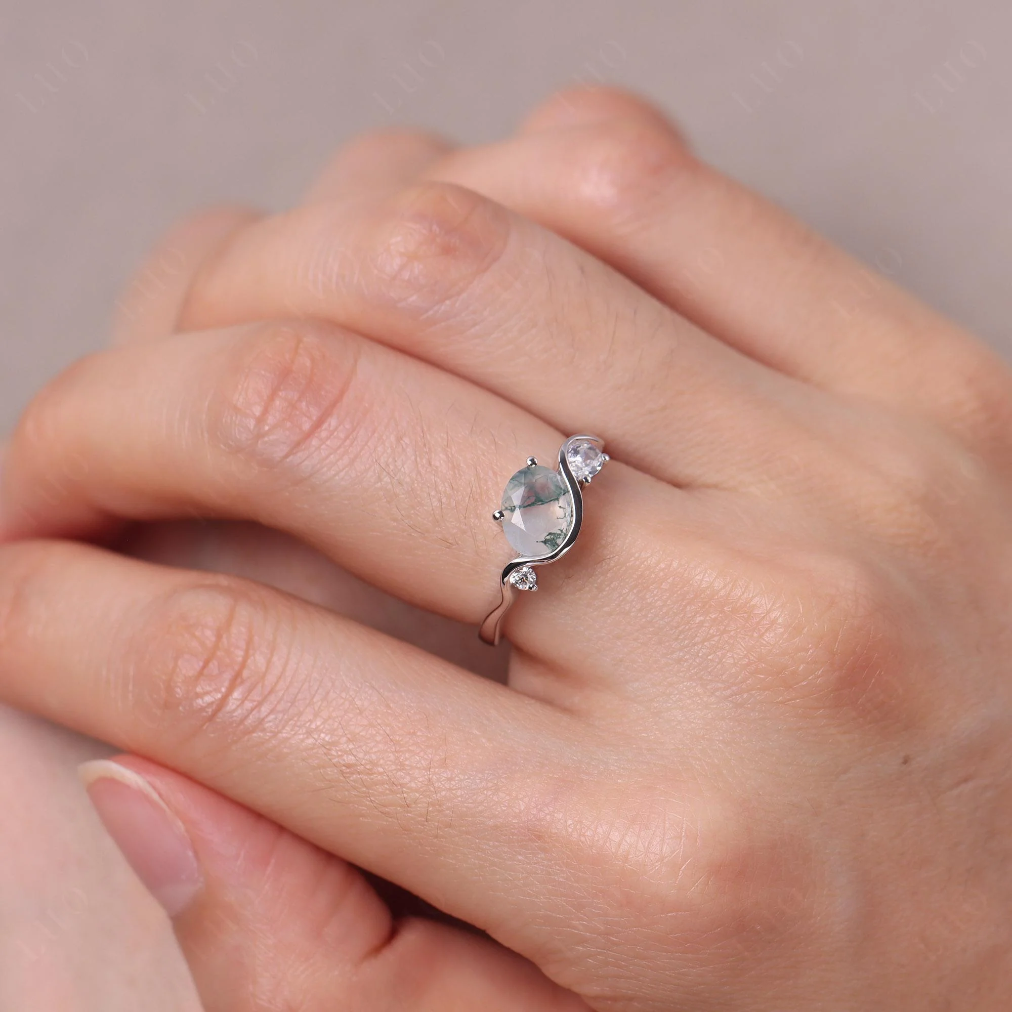 Moss Agate Wave Ring - Image 14