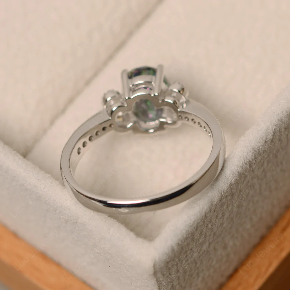 Oval Mystic Topaz Milgrain Engagement Ring - Image 4
