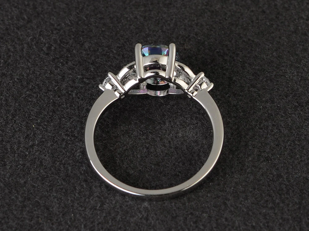 Simple Oval Cut Mystic Topaz Promise Ring - Image 3