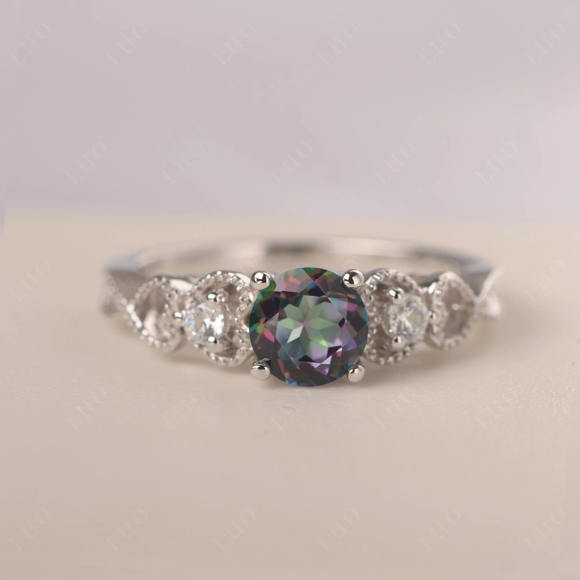 Mystic Topaz Vintage Style Engagement Ring - Image 10