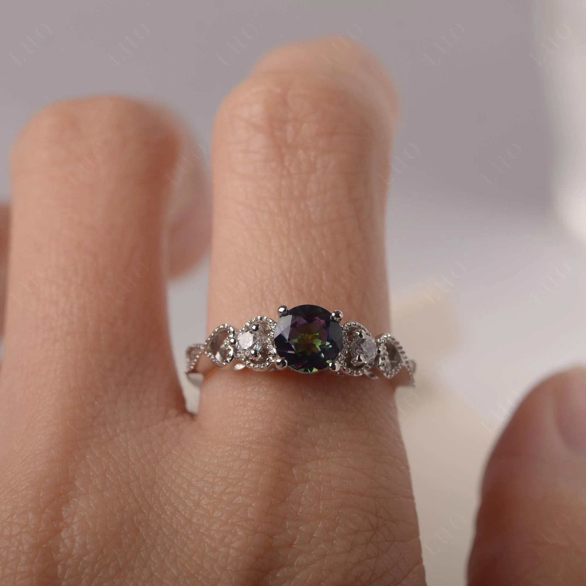 Mystic Topaz Vintage Style Engagement Ring - Image 14