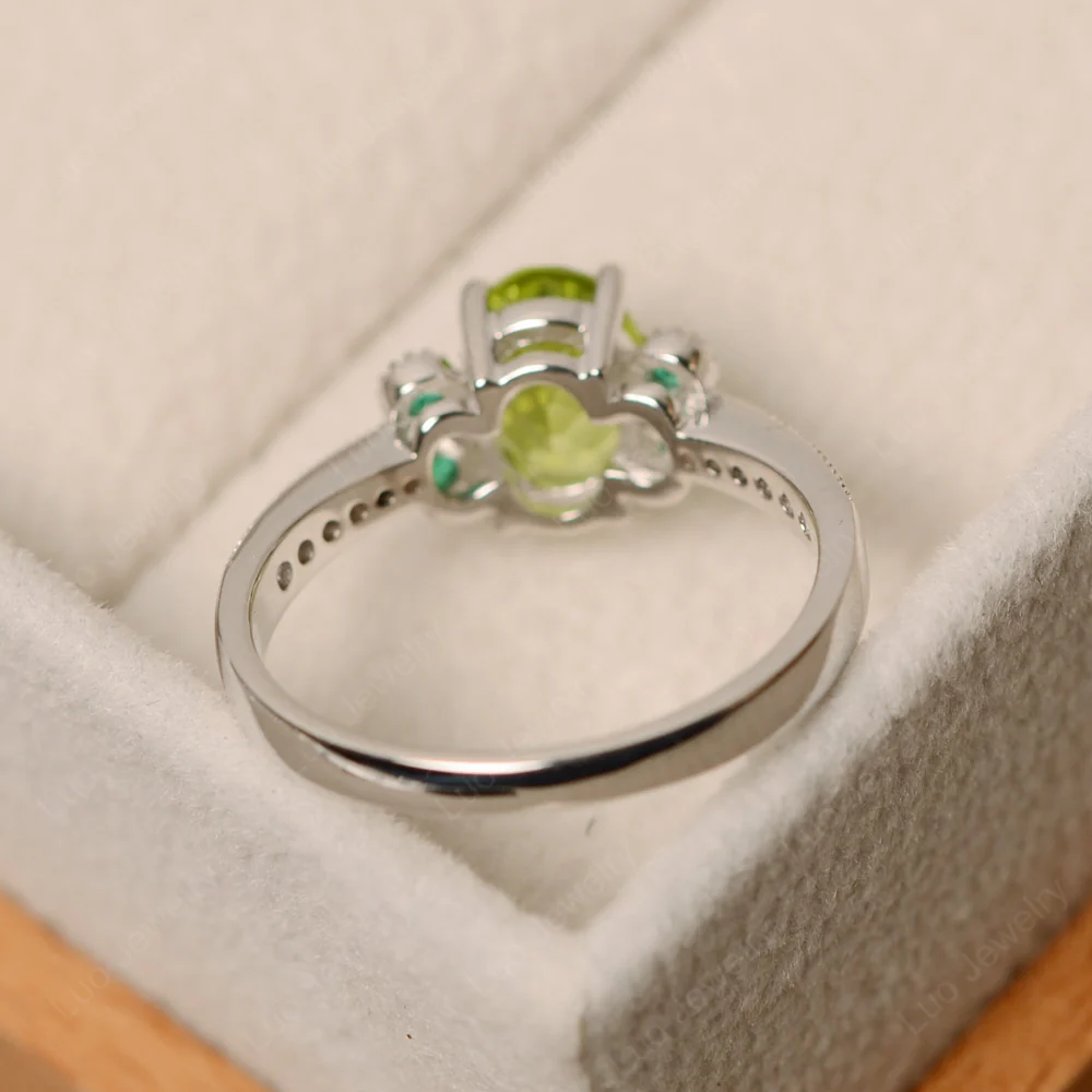 Peridot Milgrain Oval Engagement Ring - Image 4