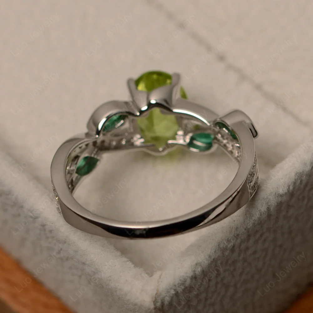 Oval Cut Peridot Leaf Ring - Image 3