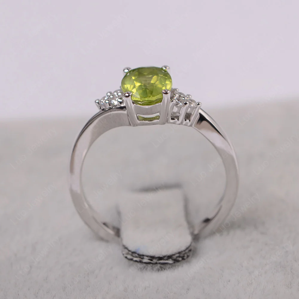 Oval Peridot Bypass Engagement Ring - Image 3