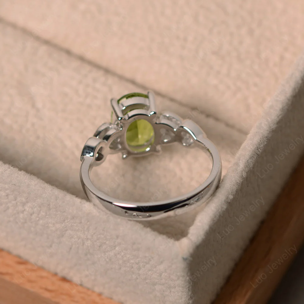 Heart Deco Peridot Engagement Ring - Image 3