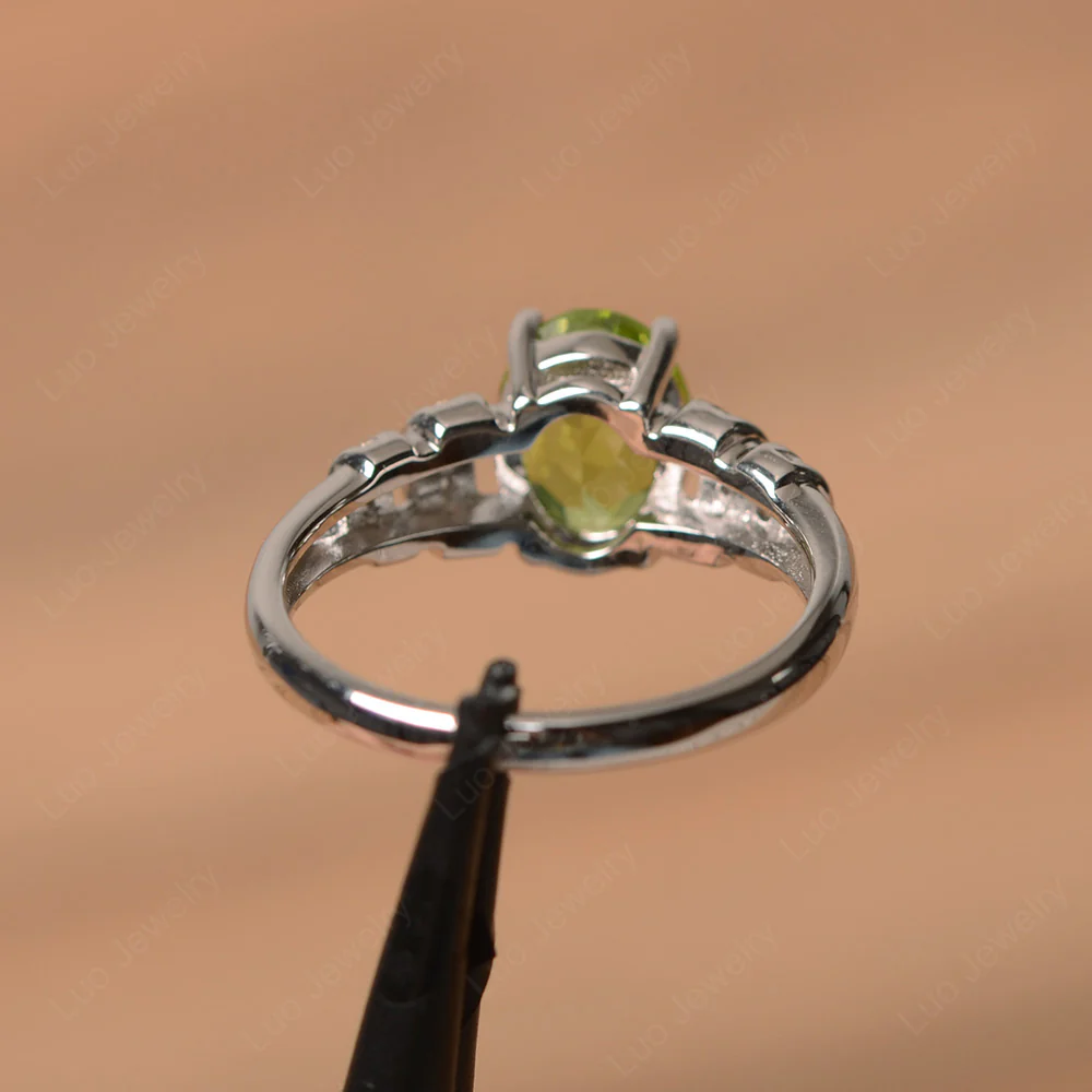 Oval Cut Peridot Promise Ring - Image 3