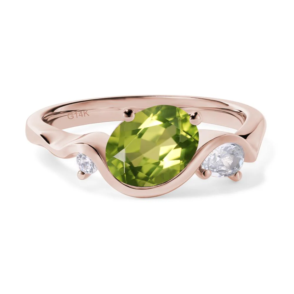 Peridot Wave Engagement Ring