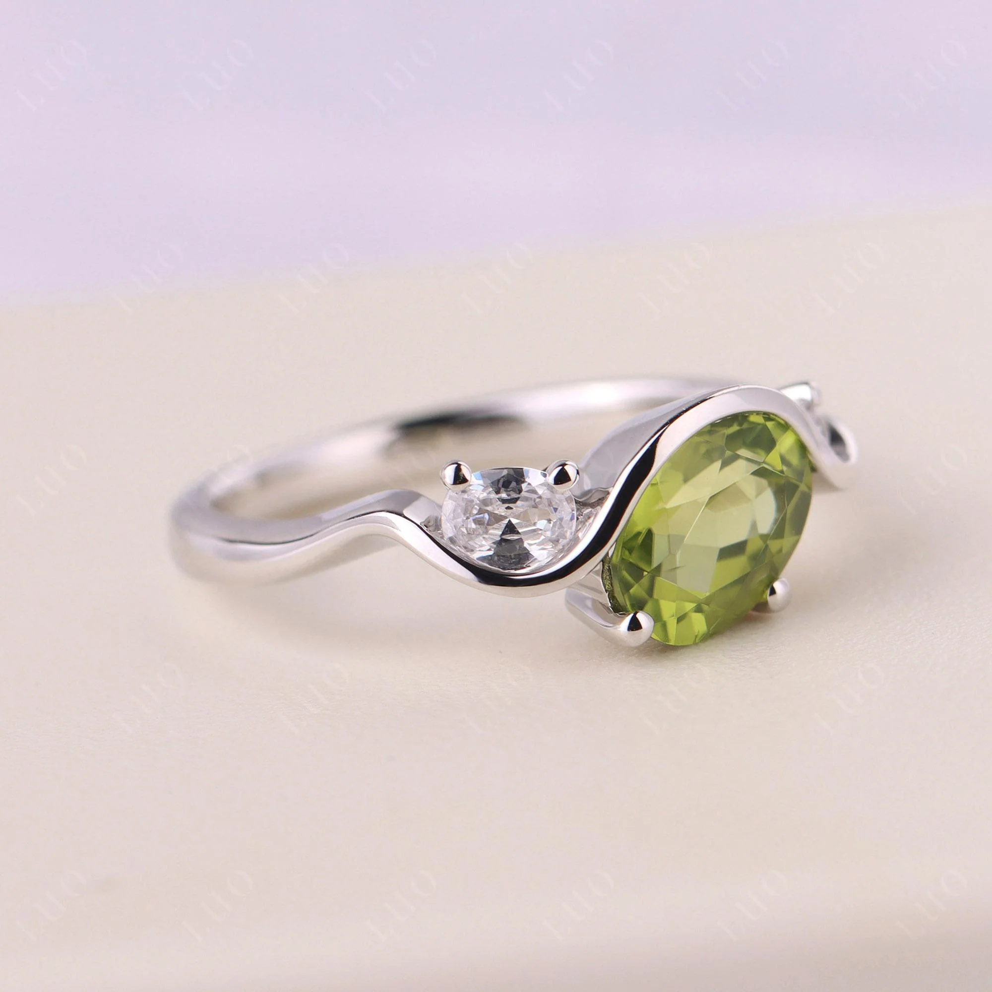 Peridot Wave Engagement Ring - Image 11