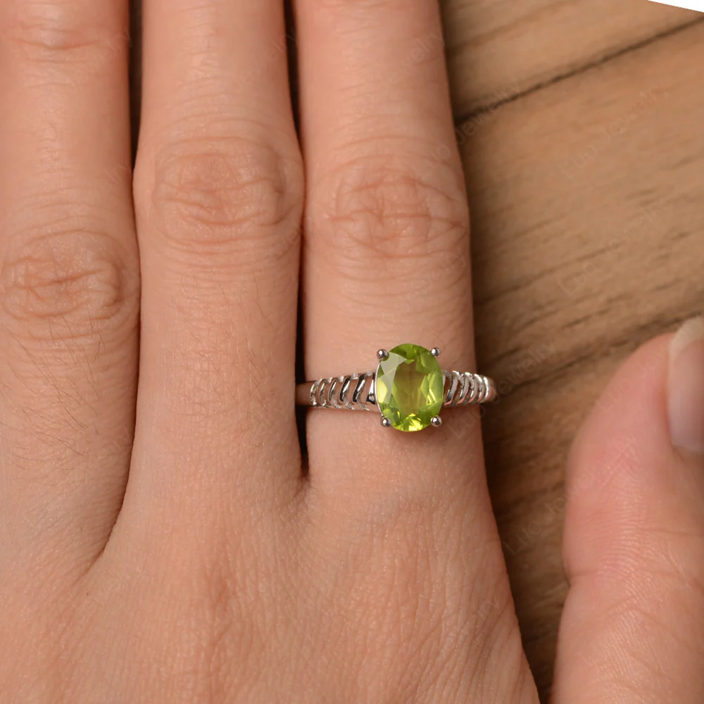 Oval Cut Peridot Wave Ring - Image 4