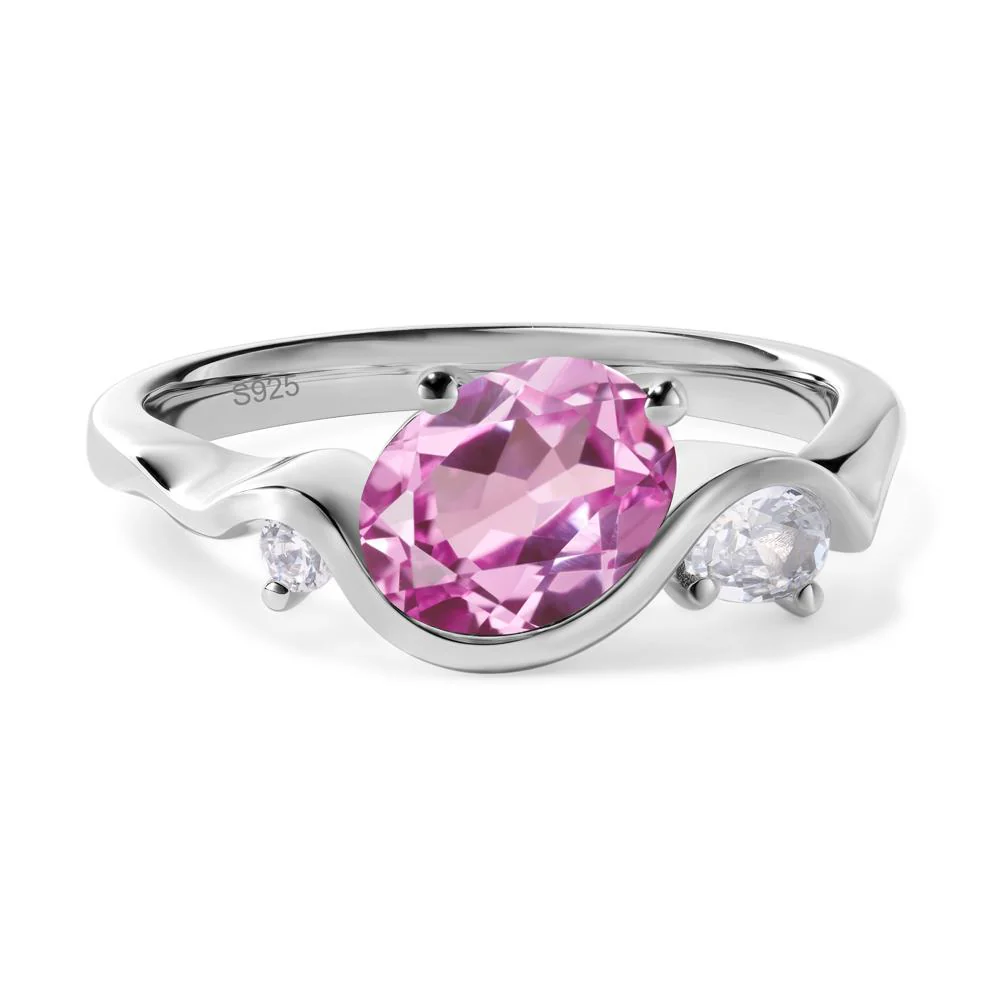 Wave Oval Pink Sapphire Engagement Ring - Image 2