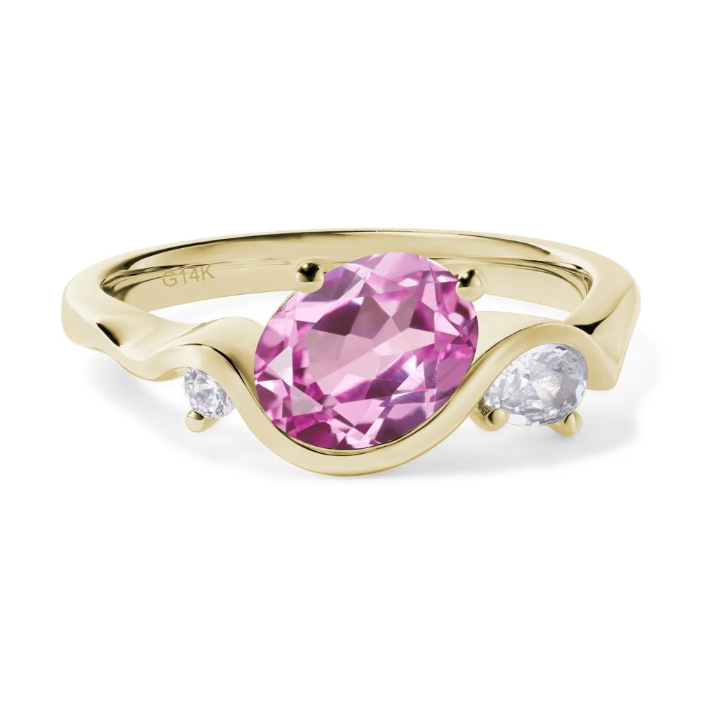 Wave Oval Pink Sapphire Engagement Ring - Image 4