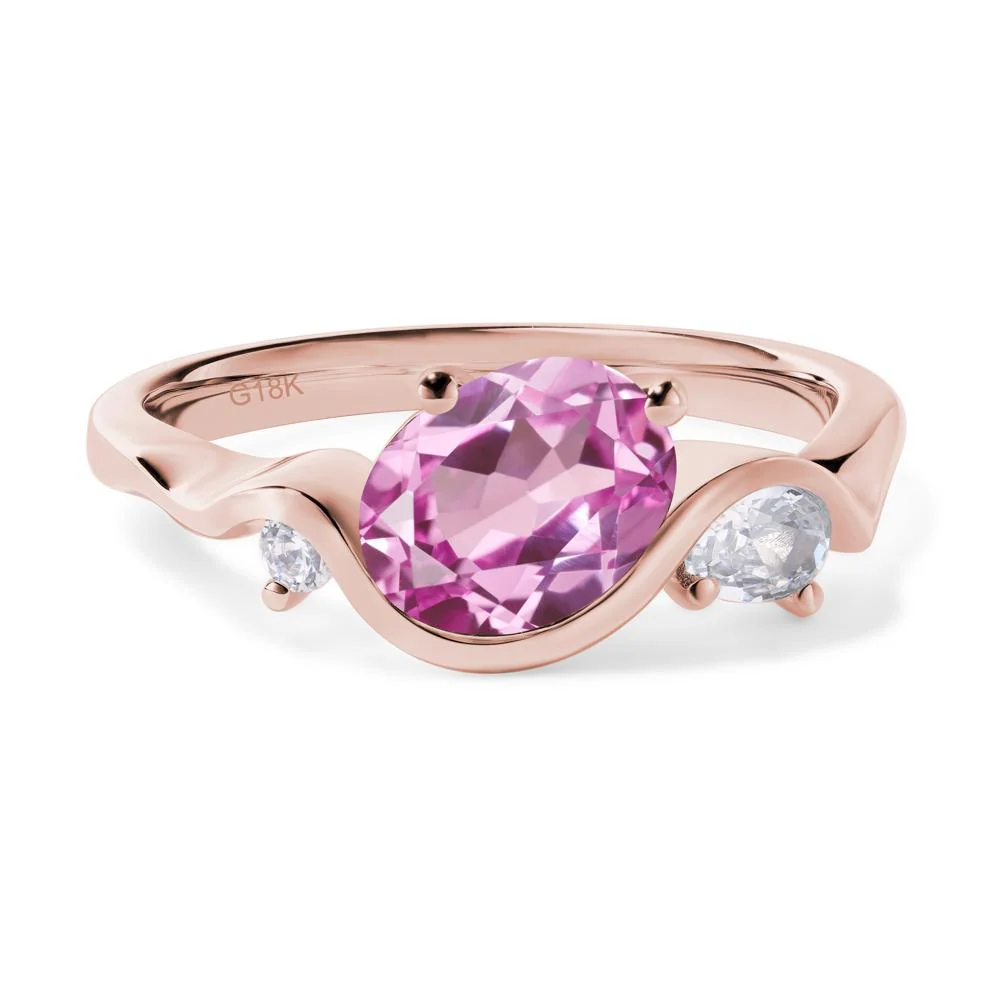 Wave Oval Pink Sapphire Engagement Ring - Image 9