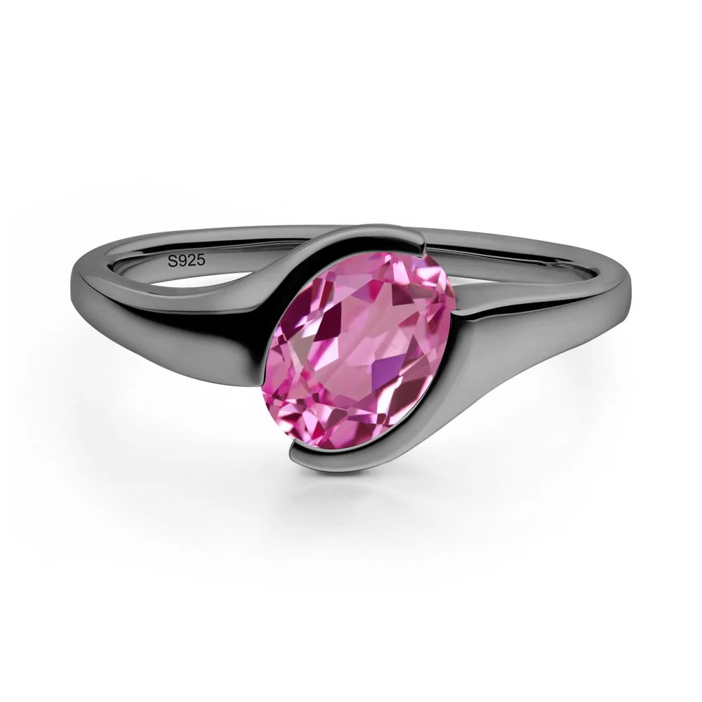 Oval Cut Pink Sapphire Solitaire Bypass Ring - Image 3