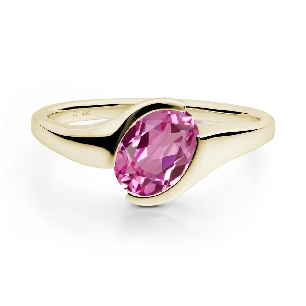 Oval Cut Pink Sapphire Solitaire Bypass Ring - Image 9