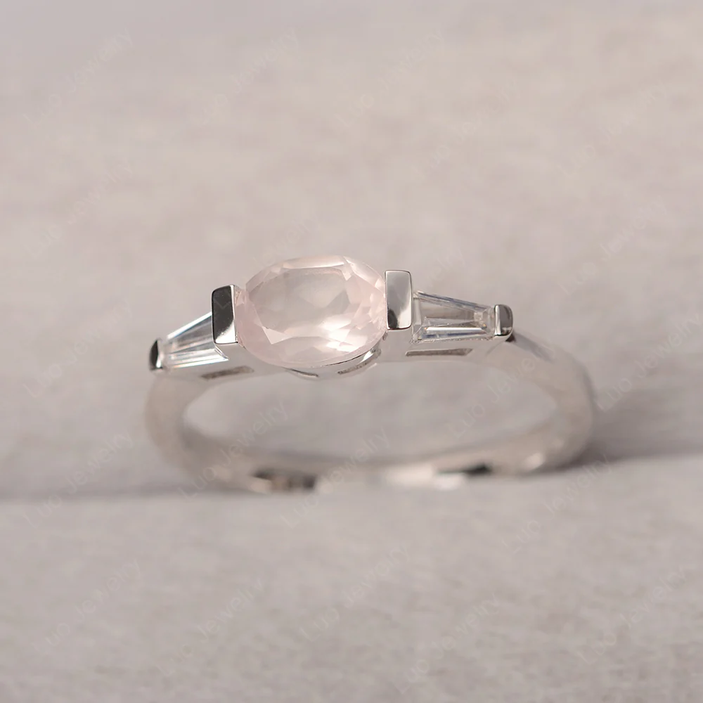 Low Profile Rose Quartz Ring - Image 2