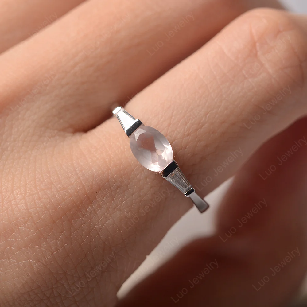 Low Profile Rose Quartz Ring - Image 5