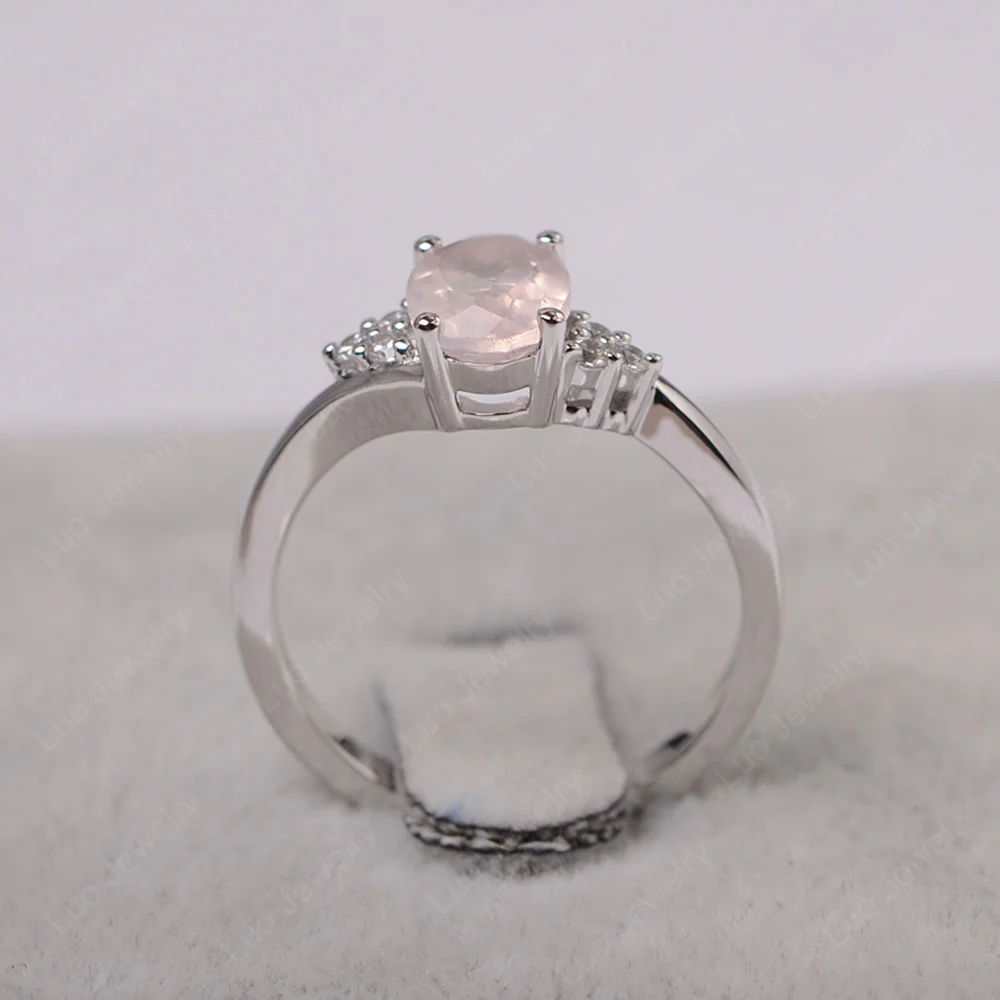 Oval Rose Quartz Bypass Engagement Ring - Image 3