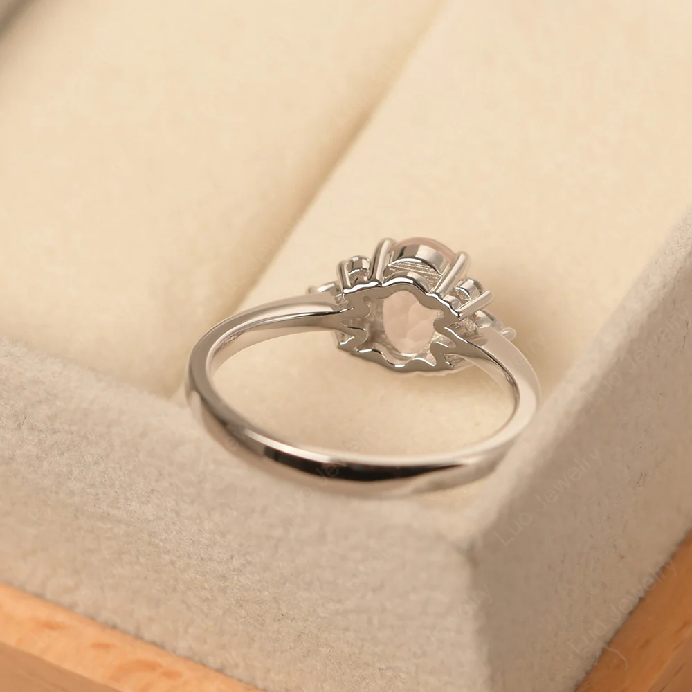 Oval Rose Quartz Ring with Pear Side Stone - Image 3