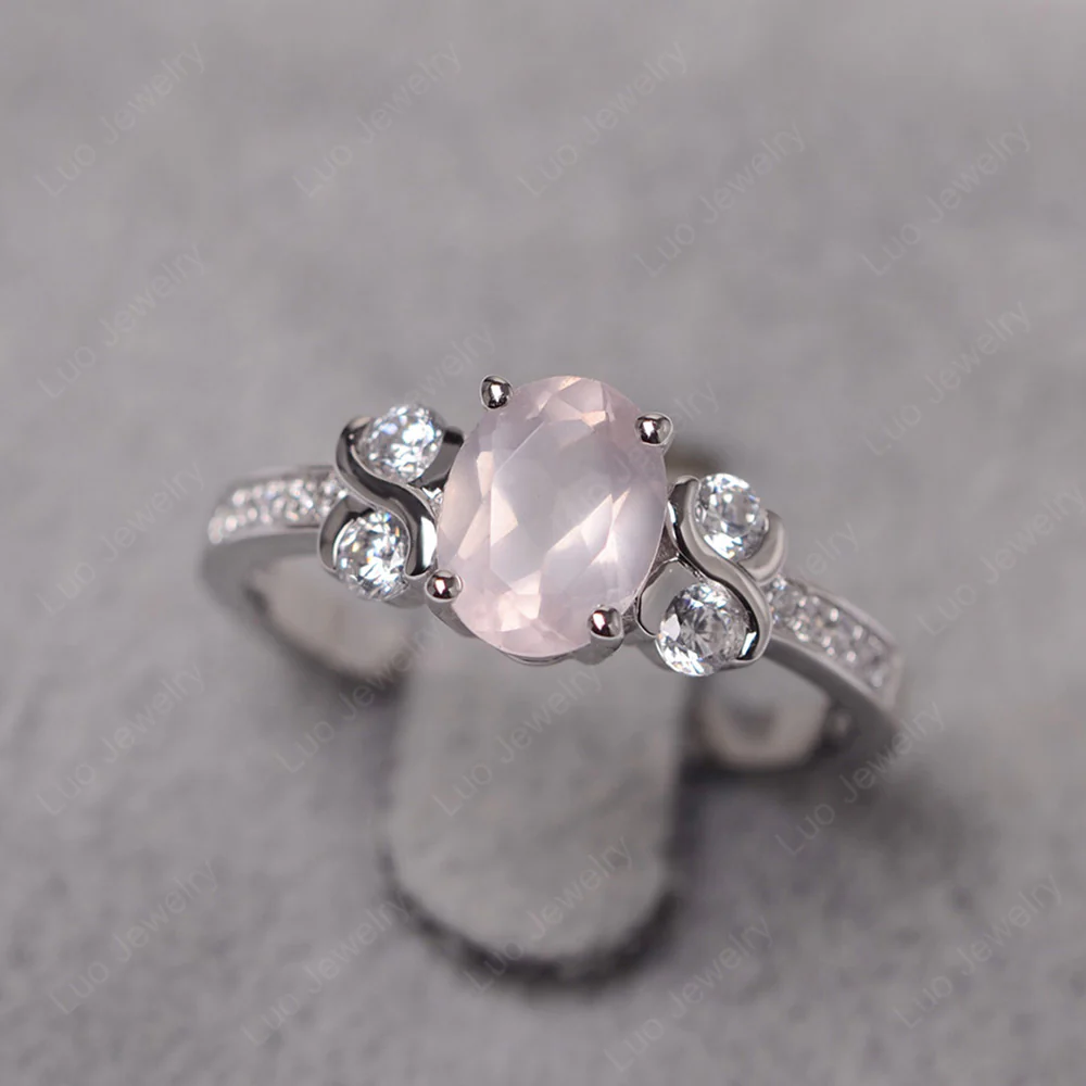 Rose Quartz Infinity Oval Engagement Ring