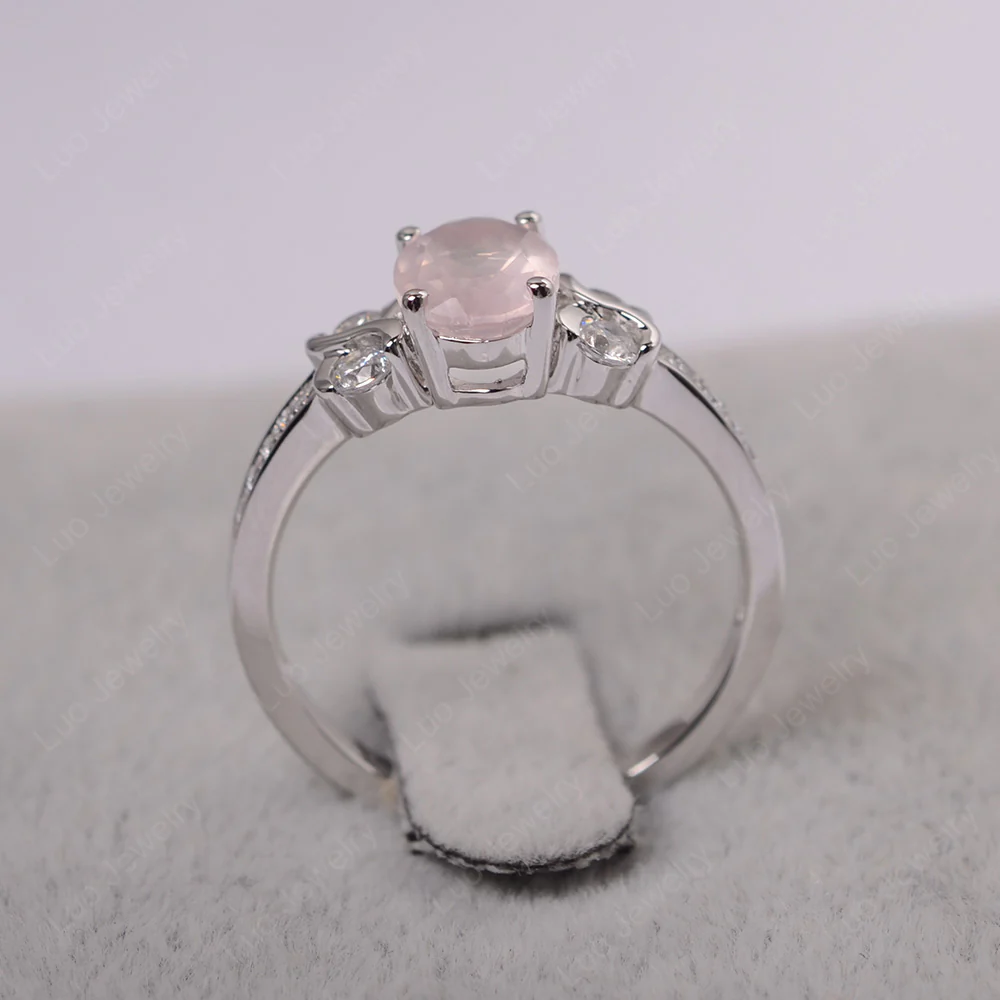Rose Quartz Infinity Oval Engagement Ring - Image 3