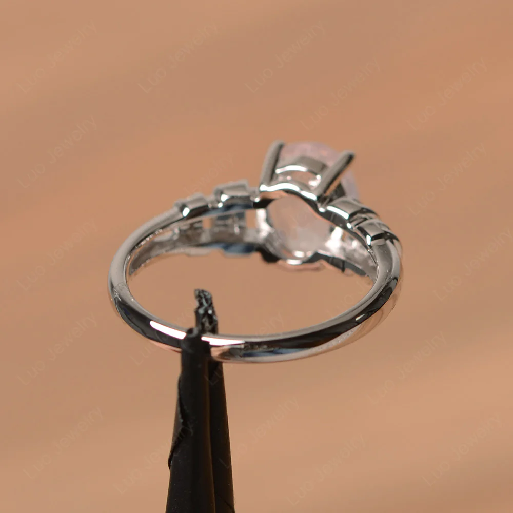 Oval Cut Rose Quartz Promise Ring - Image 3