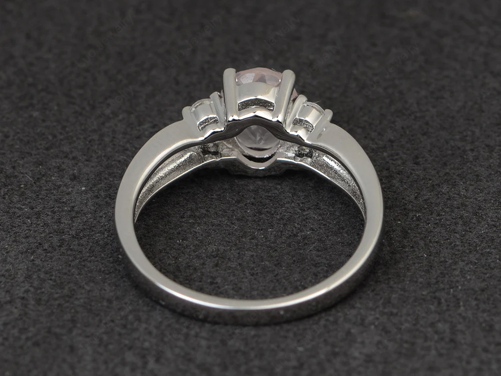 Oval Cut Rose Quartz Two Rows Ring - Image 3