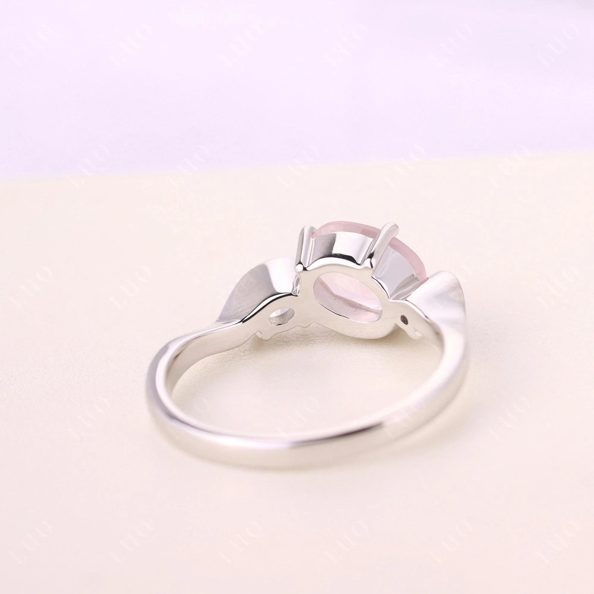 Rose Quartz Ocean Wave Ring - Image 12
