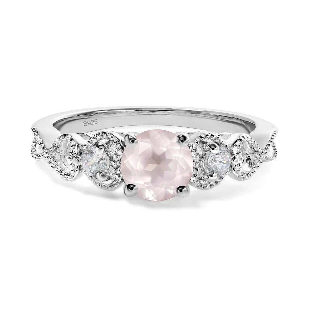 Rose Quartz Vintage Style Engagement Ring