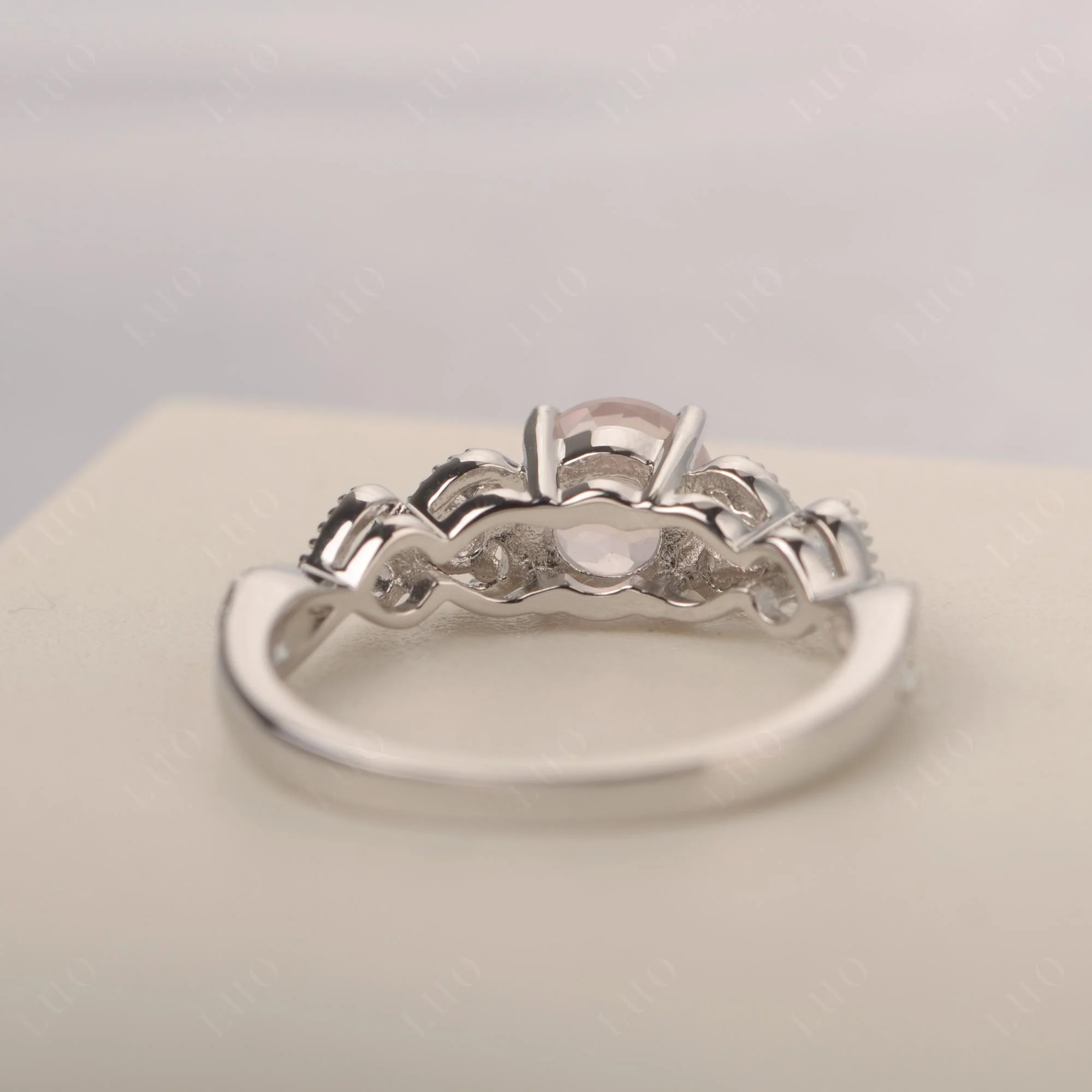 Rose Quartz Vintage Style Engagement Ring - Image 13