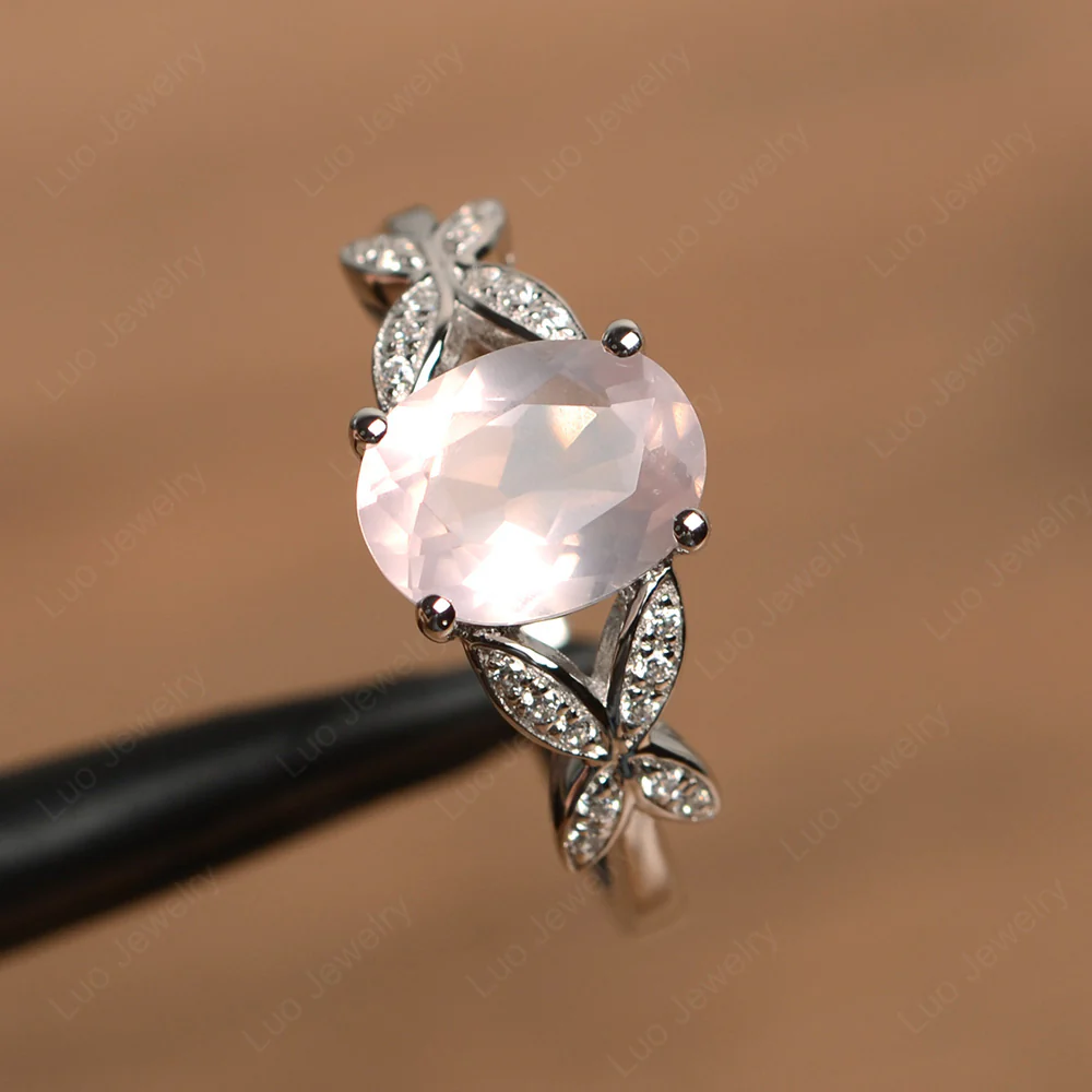 Rose Quartz Double Butterfly Ring - Image 2