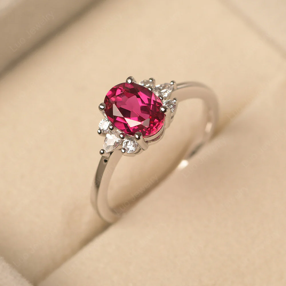 Oval Ruby Ring with Pear Side Stone - Image 2
