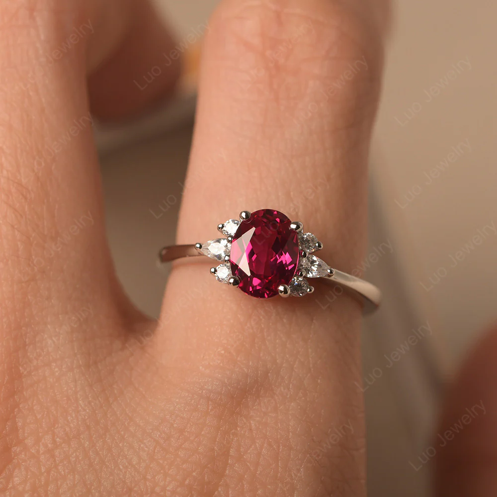 Oval Ruby Ring with Pear Side Stone - Image 5