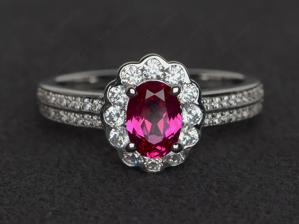 Ruby Scalloped Engagement Ring