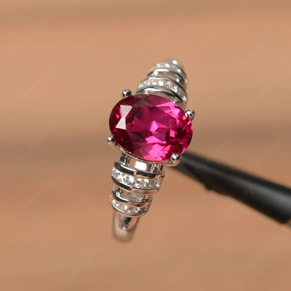 Oval Cut Ruby Promise Ring - Image 2