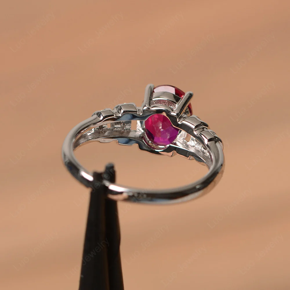 Oval Cut Ruby Promise Ring - Image 3
