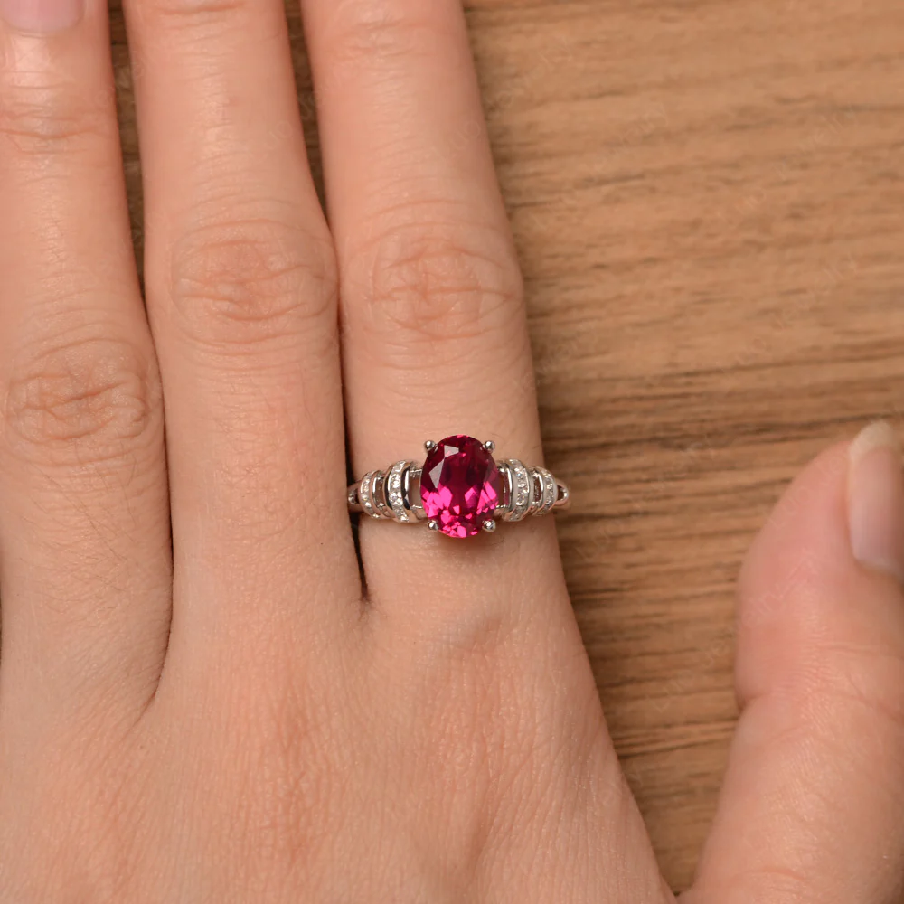 Oval Cut Ruby Promise Ring - Image 4