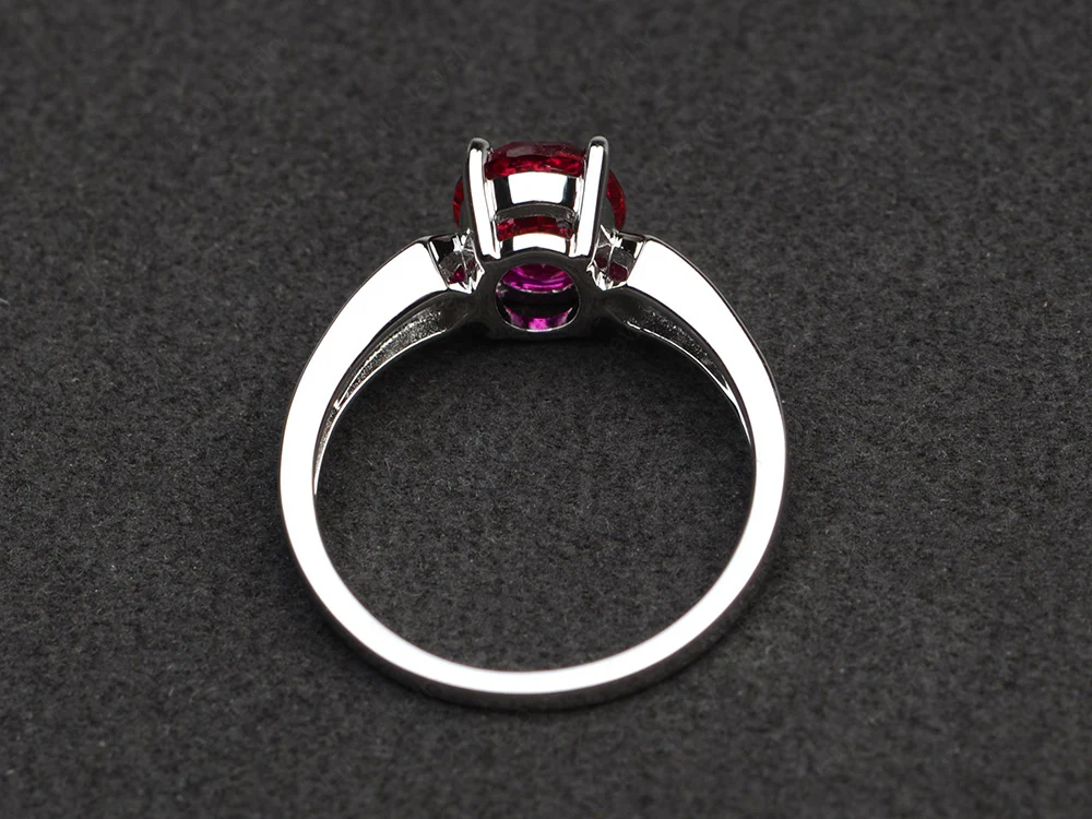 Oval Ruby Ring with Channel Band - Image 3