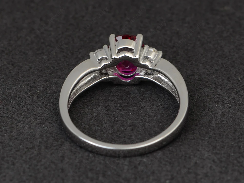 Oval Cut Ruby Two Rows Ring - Image 3