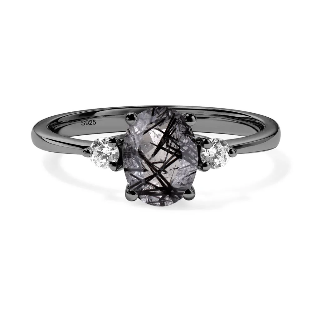 Trilogy Oval Black Rutilated Quartz Ring - Image 2
