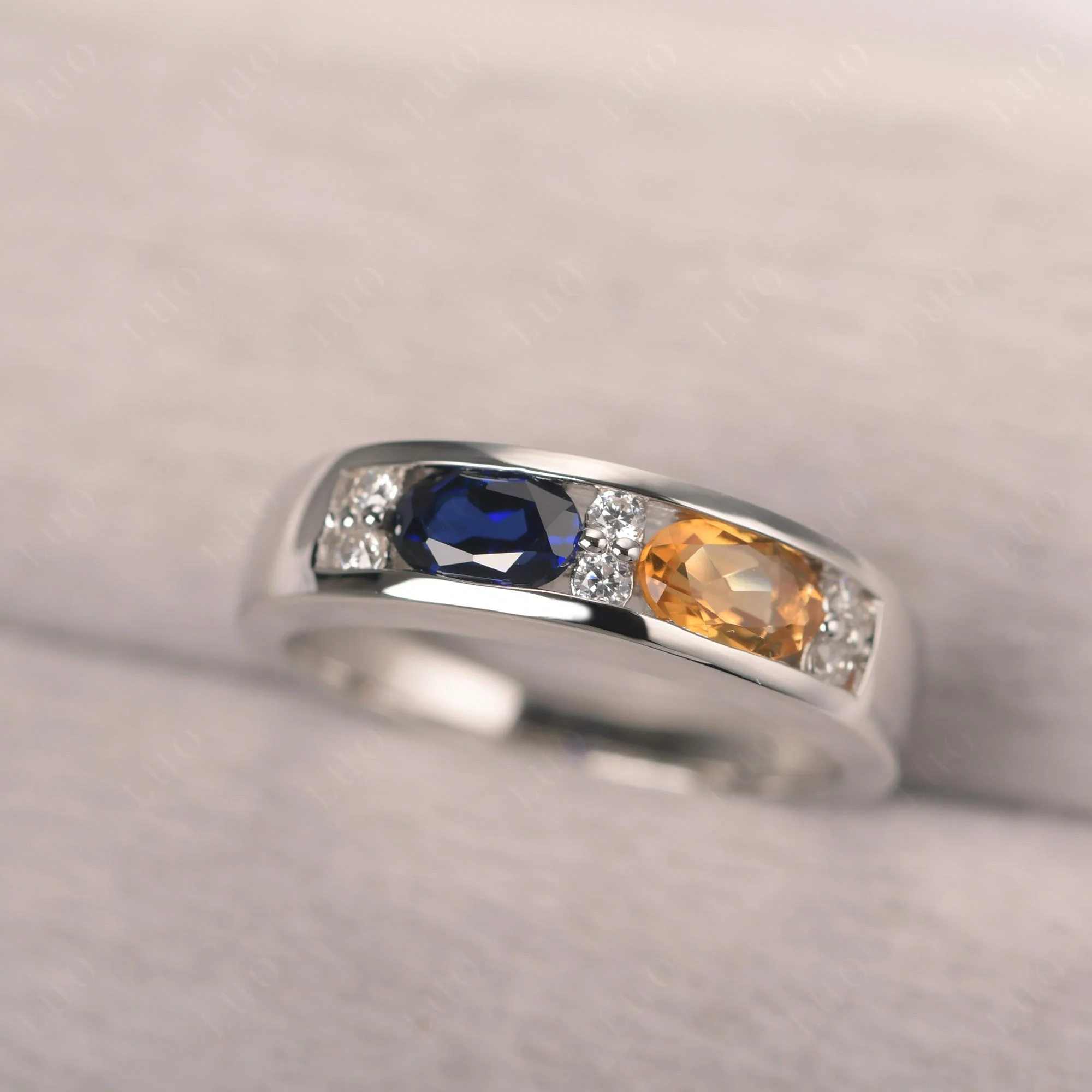 Oval Citrine and Sapphire Ring - Image 10