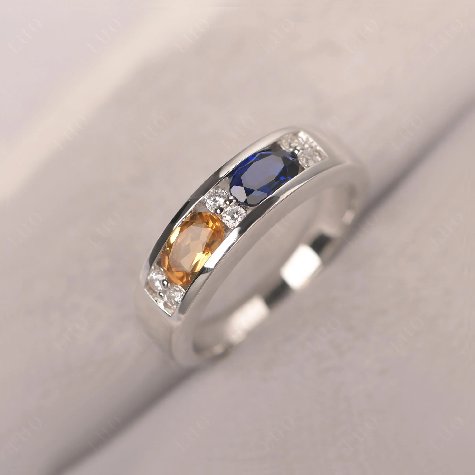 Oval Citrine and Sapphire Ring - Image 11
