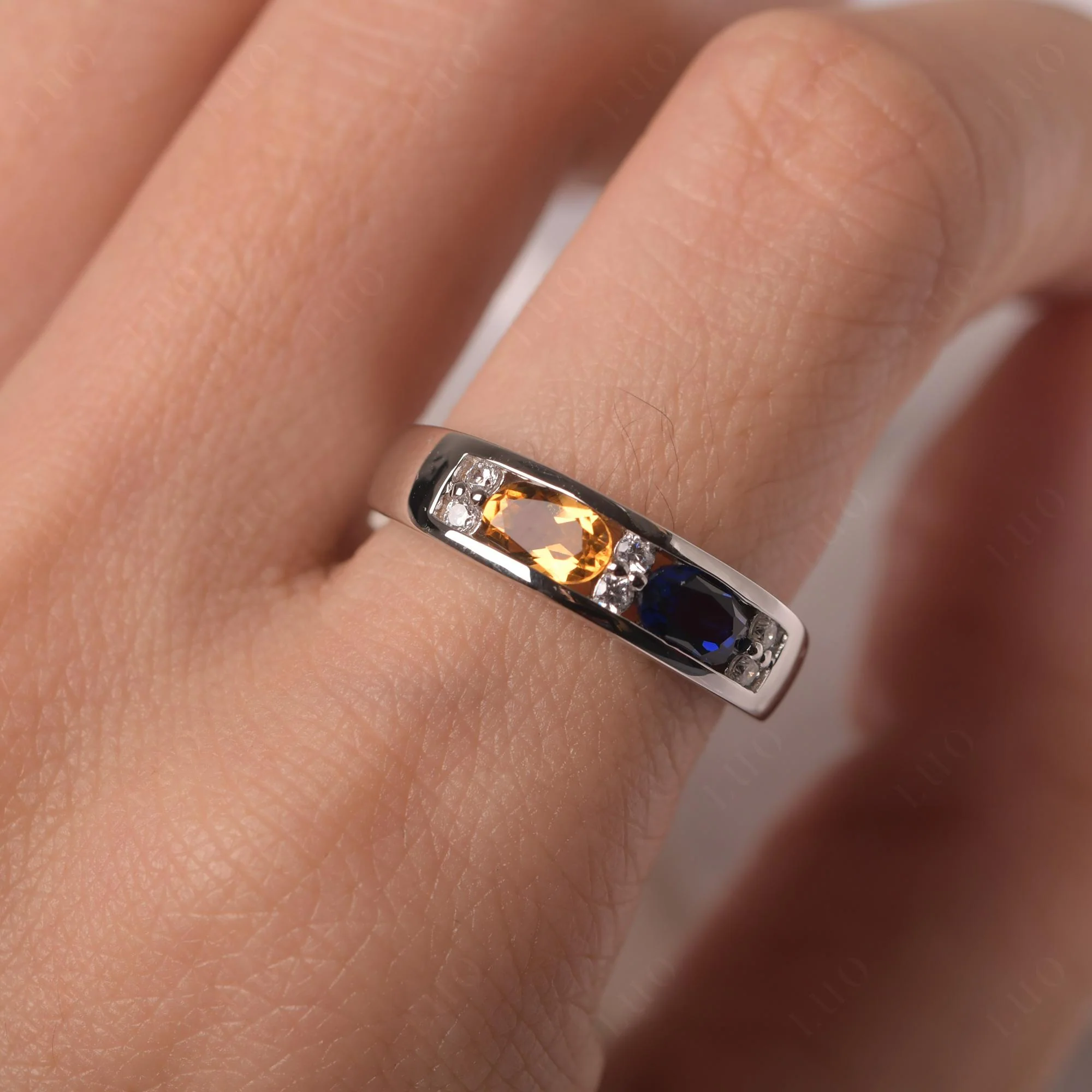 Oval Citrine and Sapphire Ring - Image 14