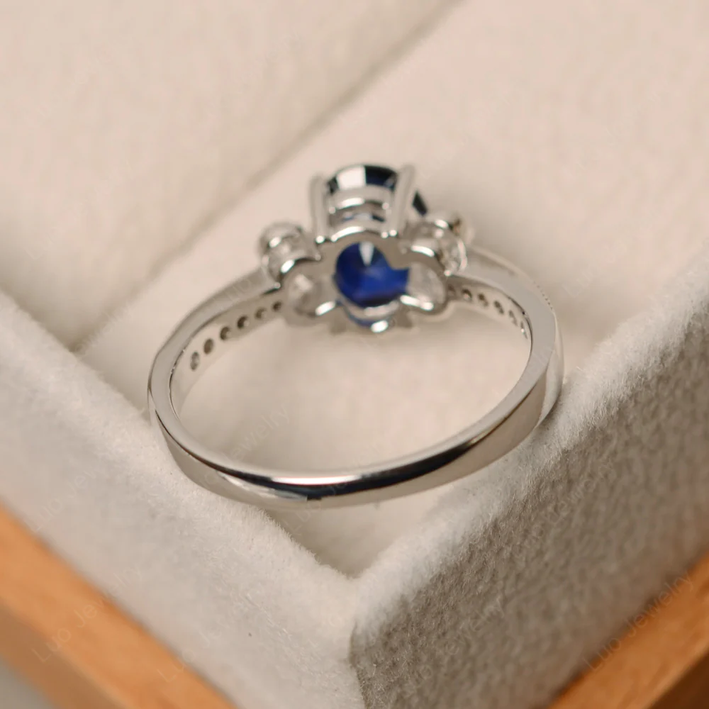 Oval Sapphire Milgrain Engagement Ring - Image 3