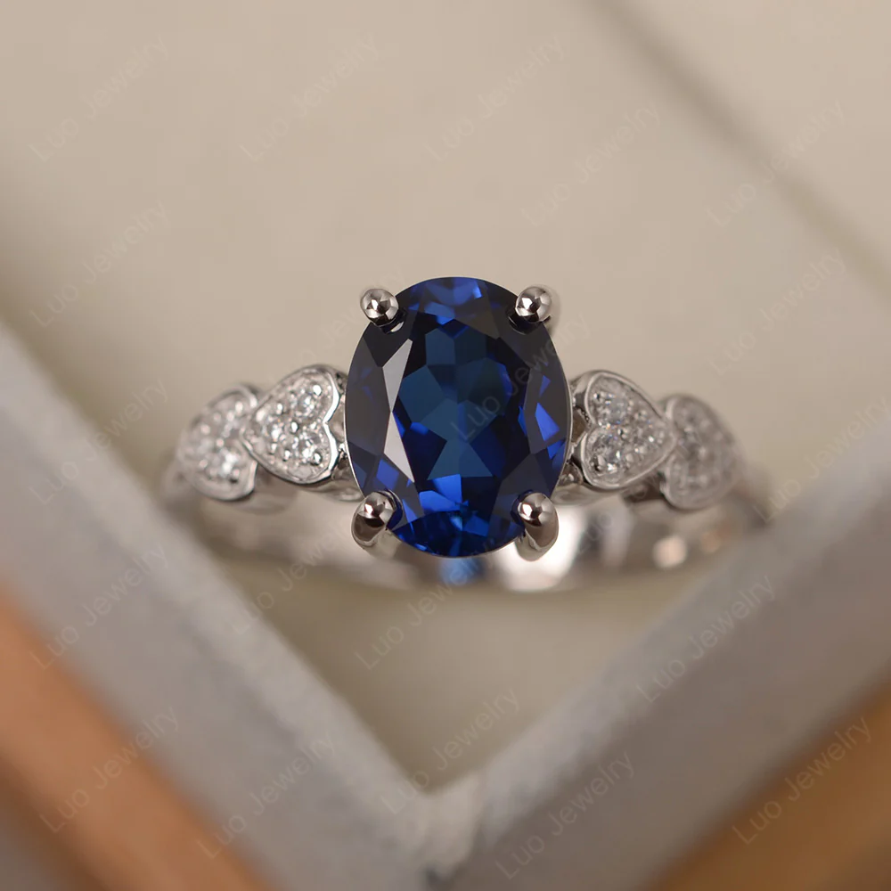 Heart Deco Sapphire Engagement Ring
