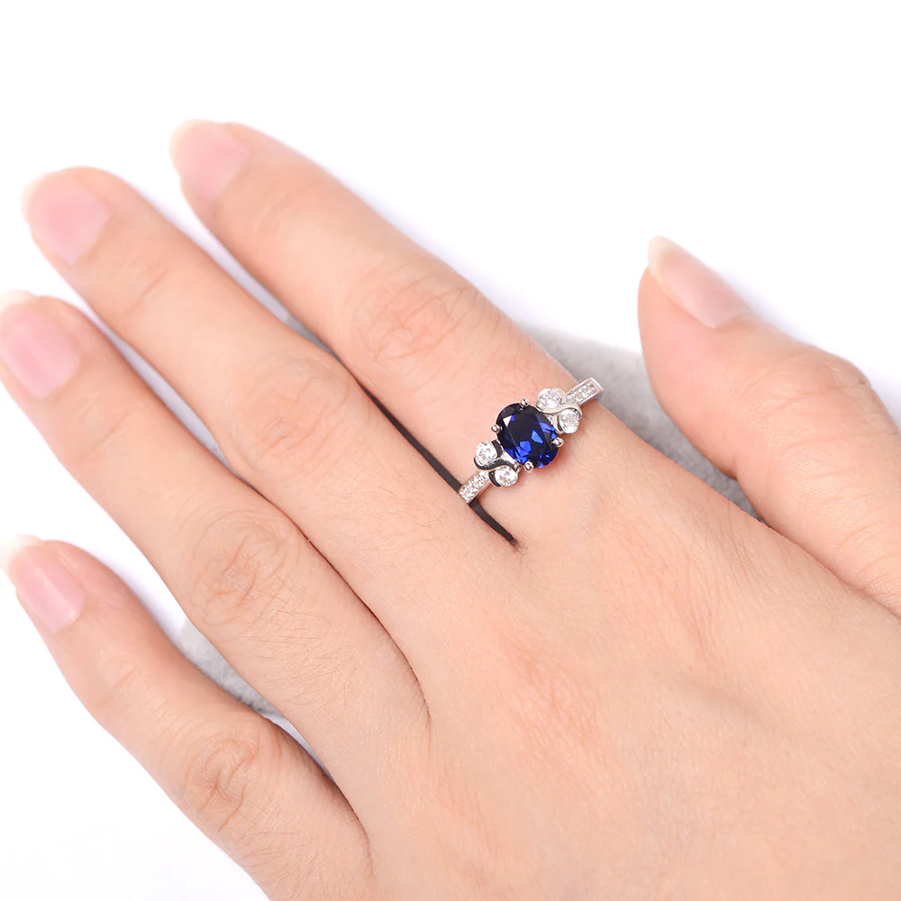 Sapphire Infinity Oval Engagement Ring - Image 4