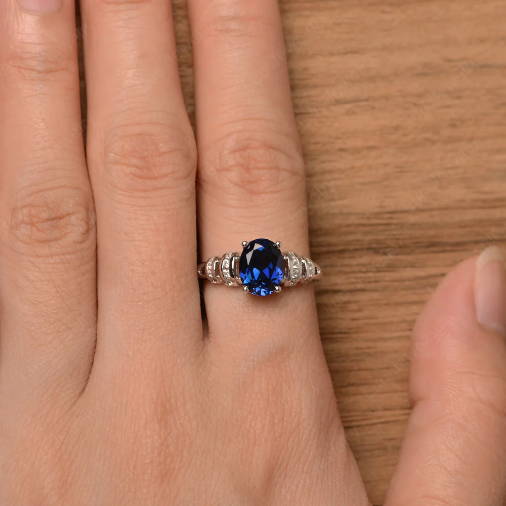 Oval Cut Sapphire Promise Ring - Image 4