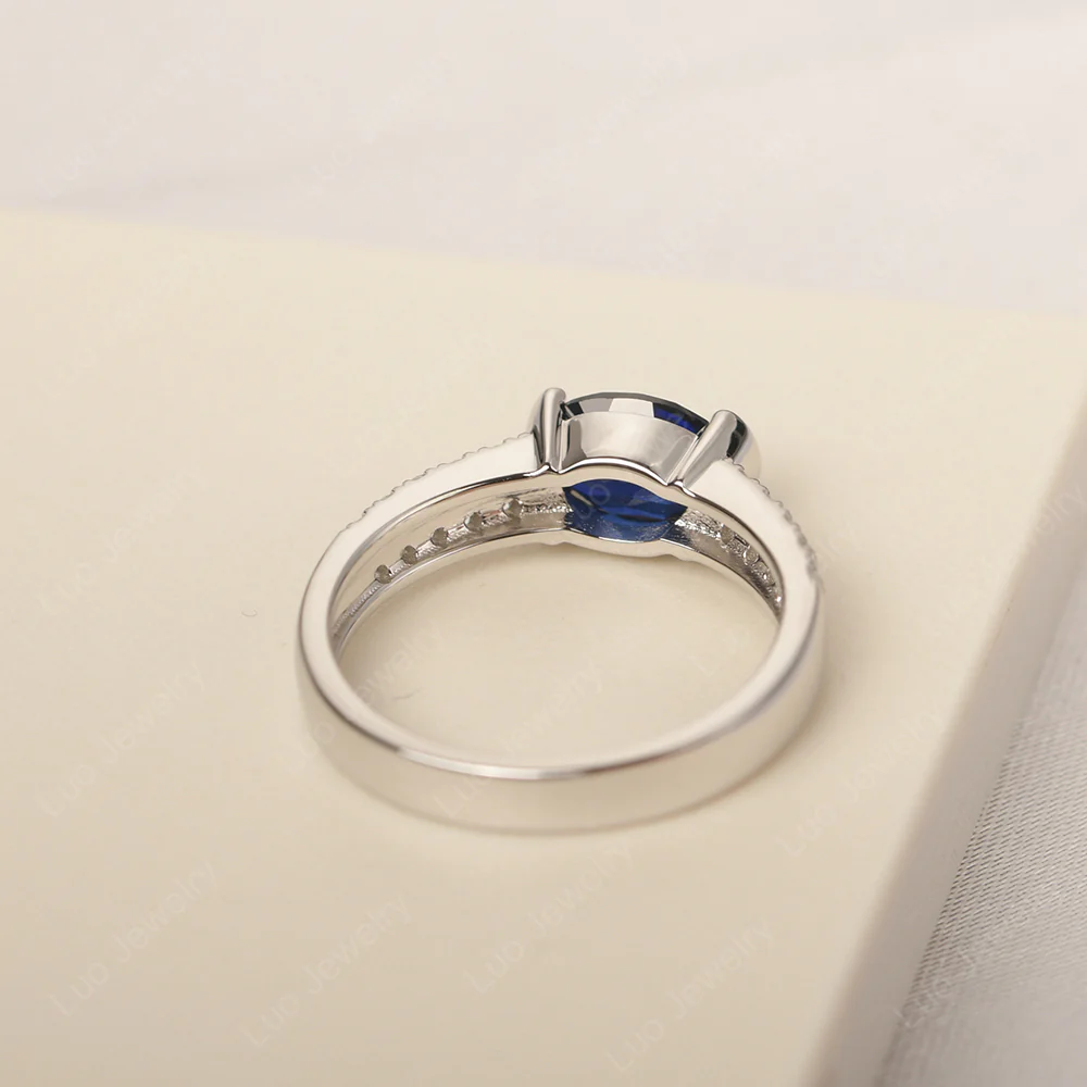 Sapphire Two Row Pave Ring - Image 4